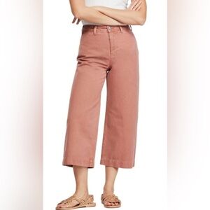 We The Free Patti Cotton Wide Leg Cropped High Pants In Rose Women’s Size 26